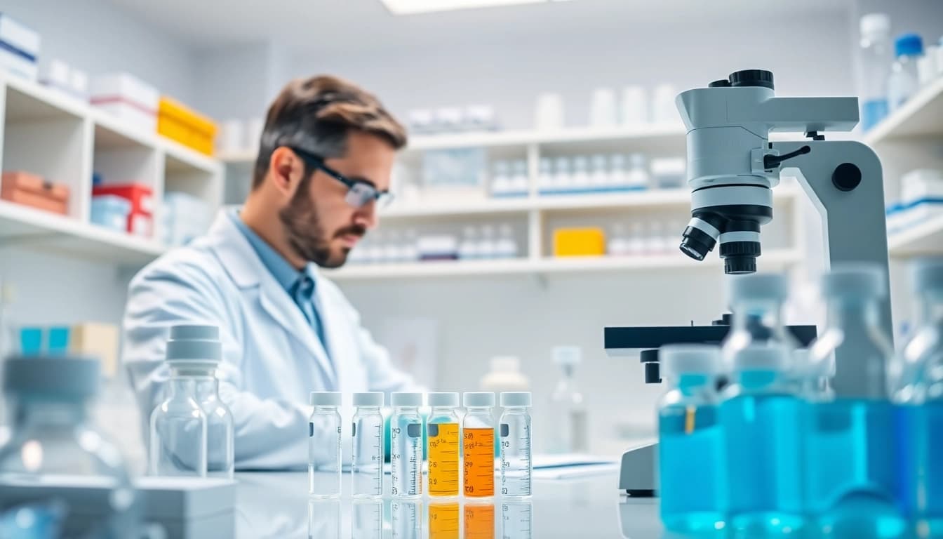 Discover innovative Peptides UK solutions in a professional lab setting with a focused scientist.
