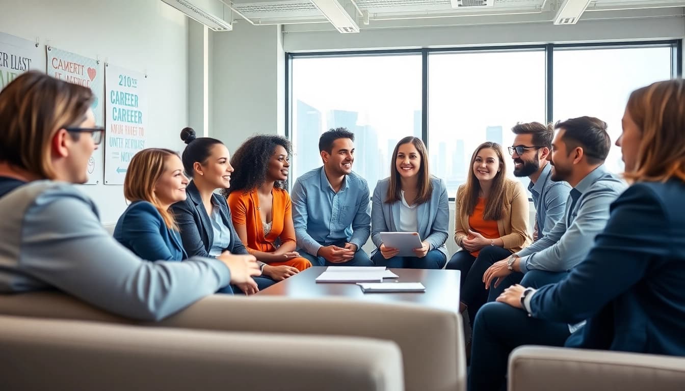 Find your perfect career through collaborative discussions in a vibrant office setting.