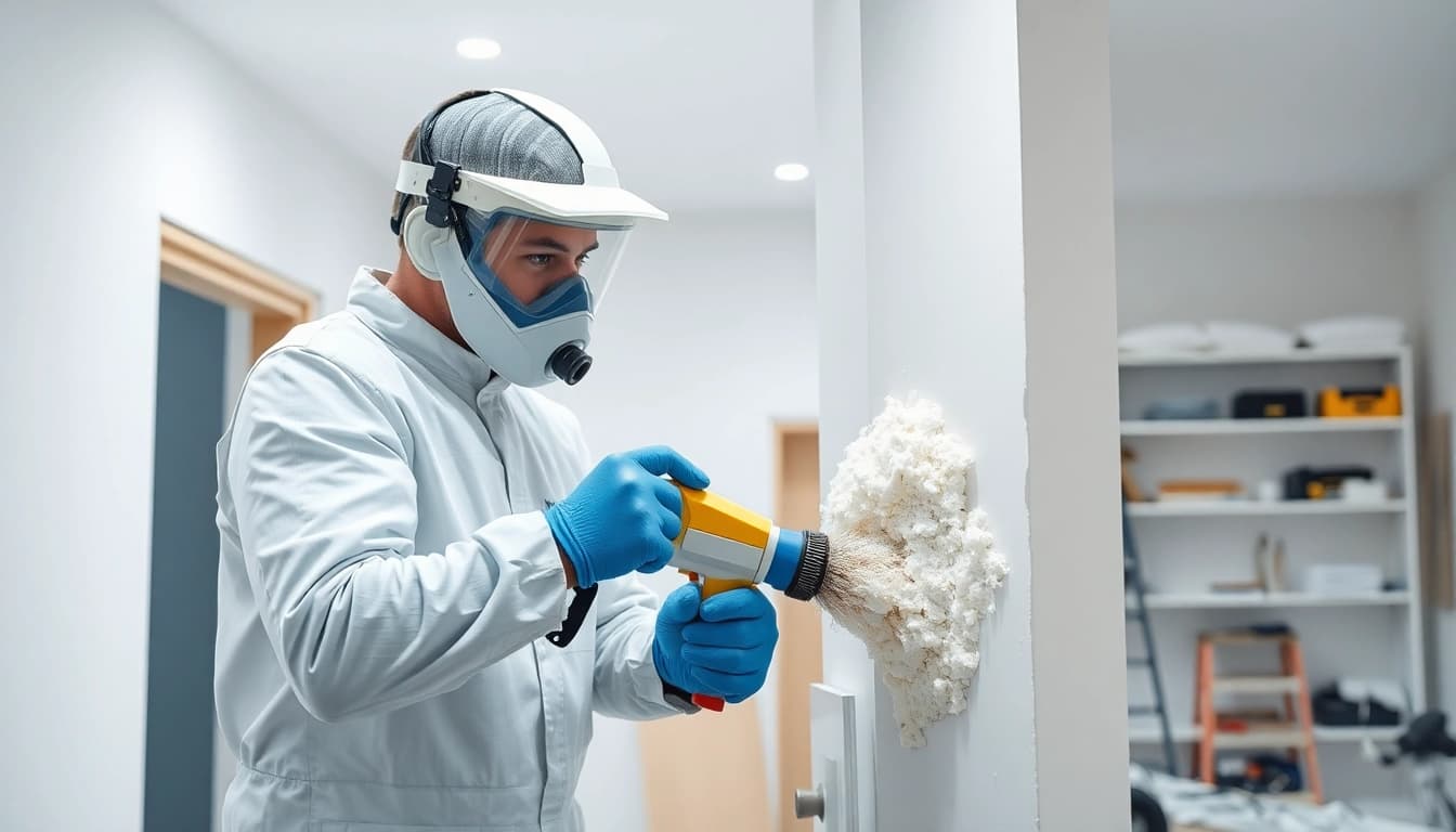 Professional technician working with spray foam removal companies UK in a tidy home setup.
