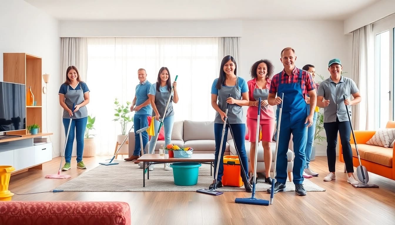Find trusted cleaning services near me featuring a dedicated team in action.