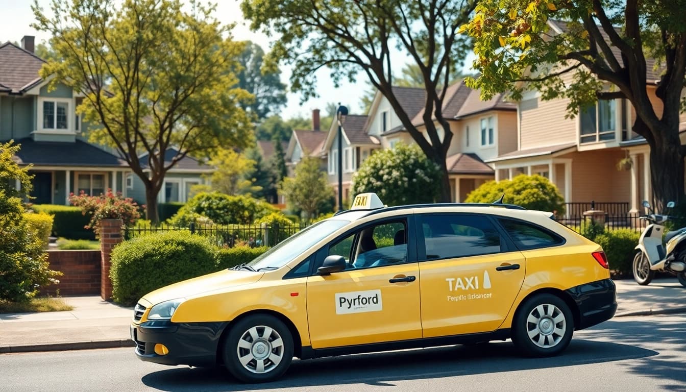 Pyrford taxi service showcasing transportation options in a suburban setting.