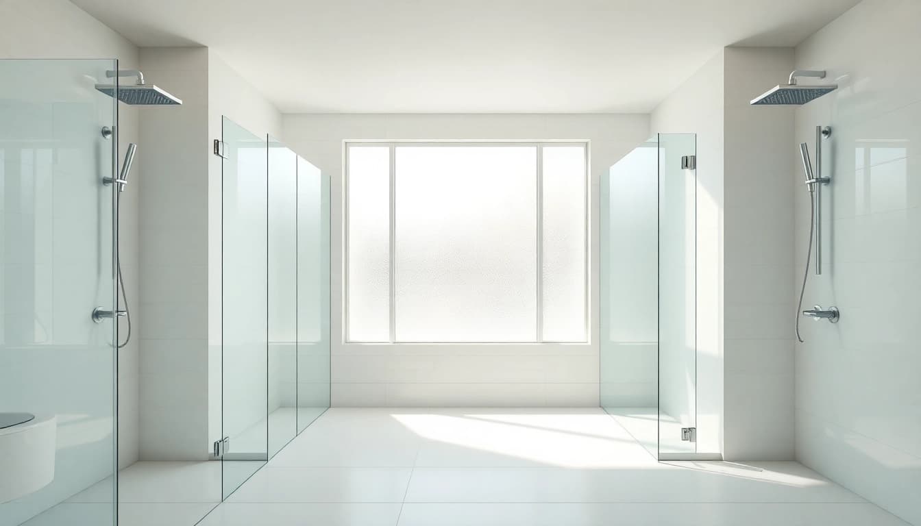 Experience elegant showers in a modern bathroom with sleek designs and natural lighting.
