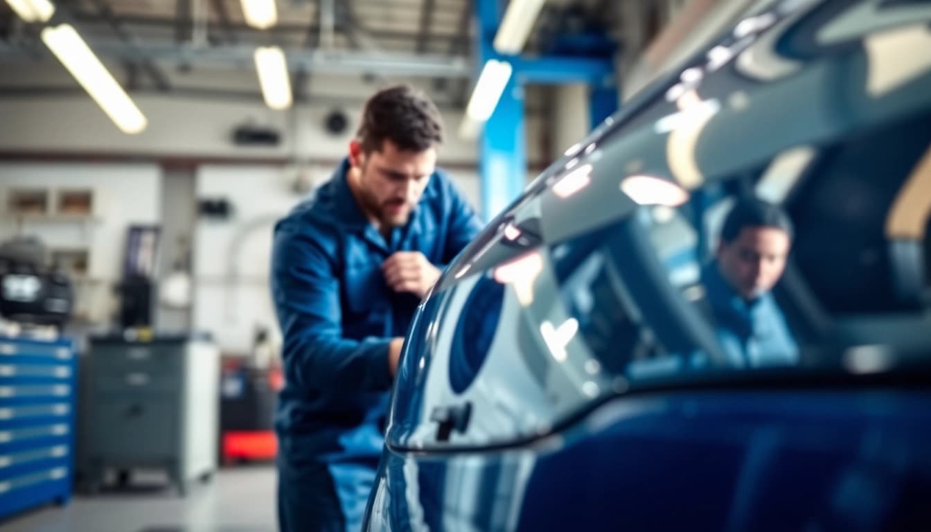 Car technician inspecting a vehicle under an extended car warranty for maintenance assurance.