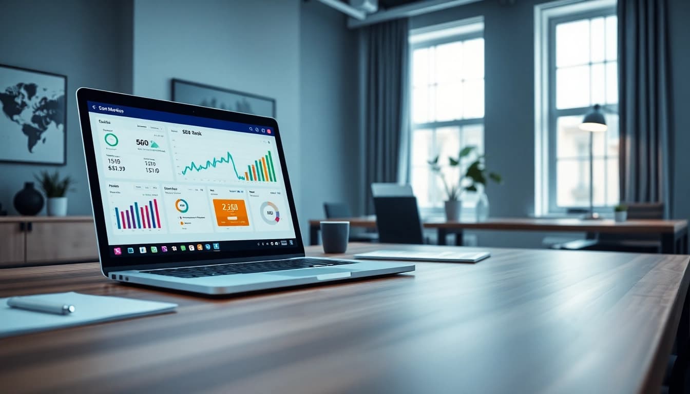 Increase your SEO Rank with a digital marketing strategist analyzing metrics on a laptop.