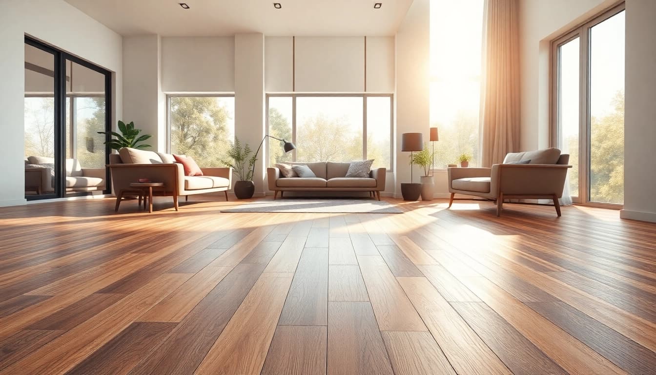 Admire luxury vinyl plank flooring that enhances a modern living room with inviting warmth.