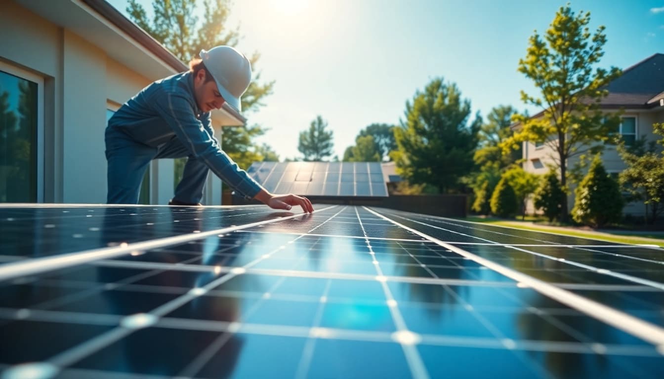 Piped Up efficiently installs solar panels on a modern home, showcasing sustainability and professionalism.