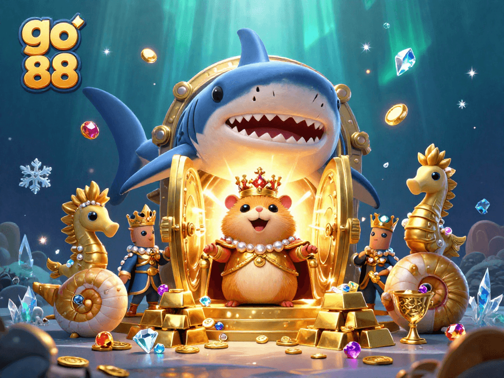 Spin to win at go 88 with a vibrant 3D casino scene full of treasure and excitement!