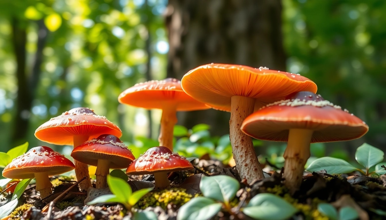 Explore Magic Mushrooms Online Manchester with vibrant fungi in a serene forest setting.