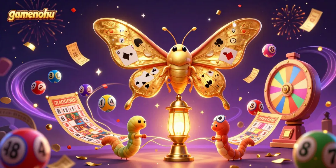 Spin the reels with gamenohu, featuring vibrant lottery balls and golden casino elements in action.
