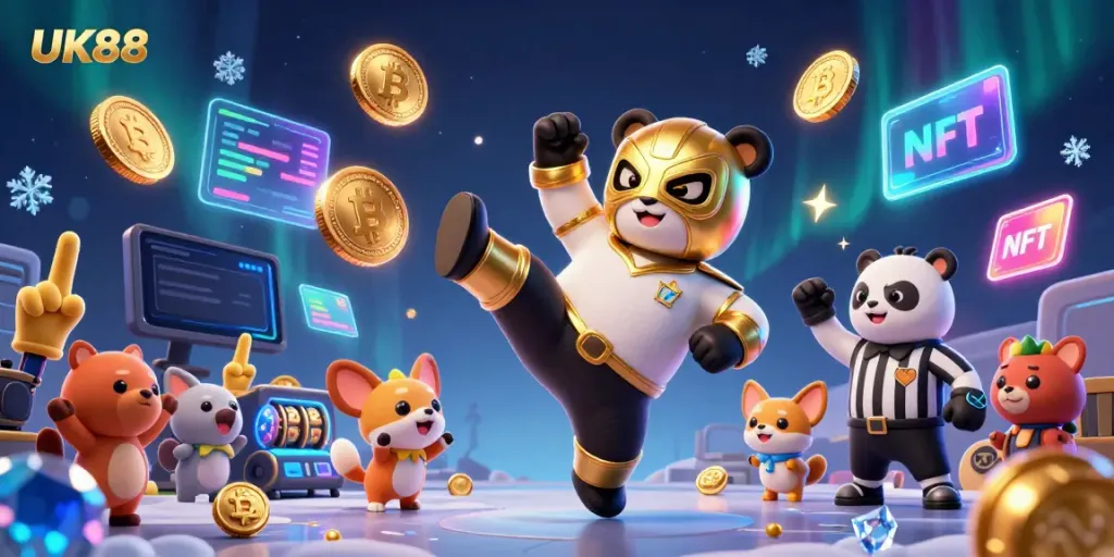 Engage in thrilling gameplay at UK88 with a lively illustration of animated characters in action.