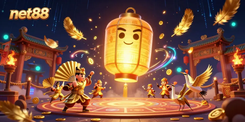 Experience exciting betting scenes with net88 featuring glowing lanterns and dynamic casino elements.