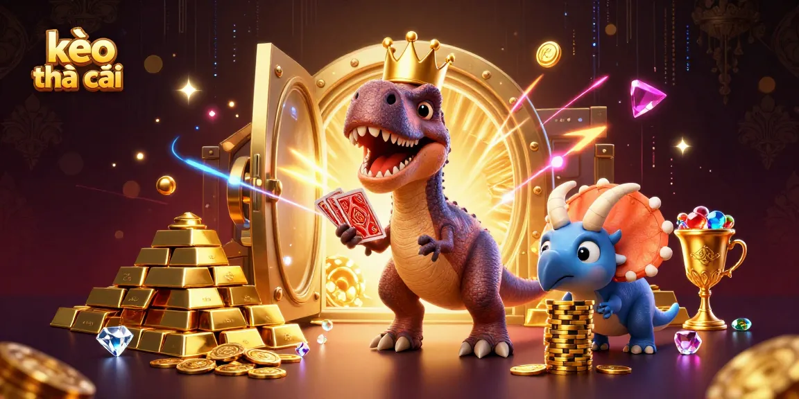 Engage in kèo nhà cái thrills with T-Rex and friends in a vibrant casino world.