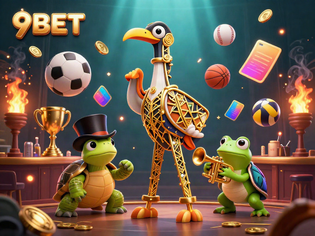 Experience thrilling gameplay at 9BET with dynamic sports elements and unique characters in a vibrant scene.