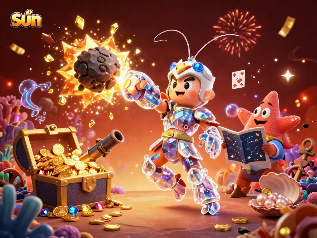 Experience epic wins with the galactic samurai shrimp amidst vibrant gaming elements in the sun