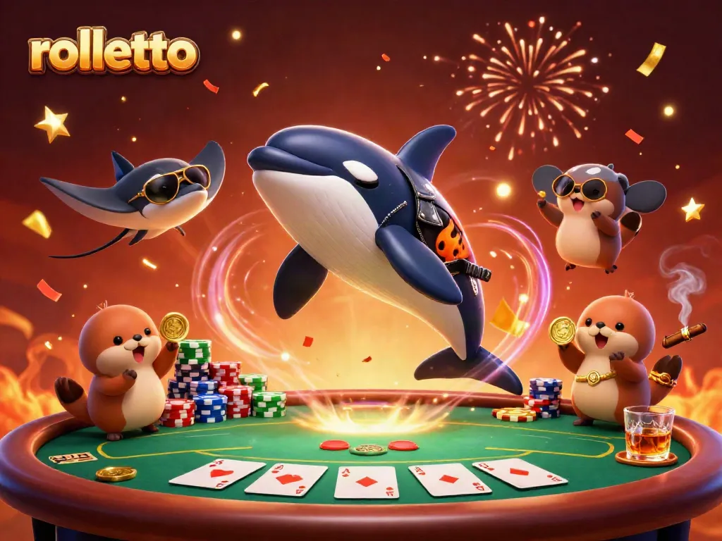 rolletto offers exciting casino action with cartoon characters engaged in high-stakes poker