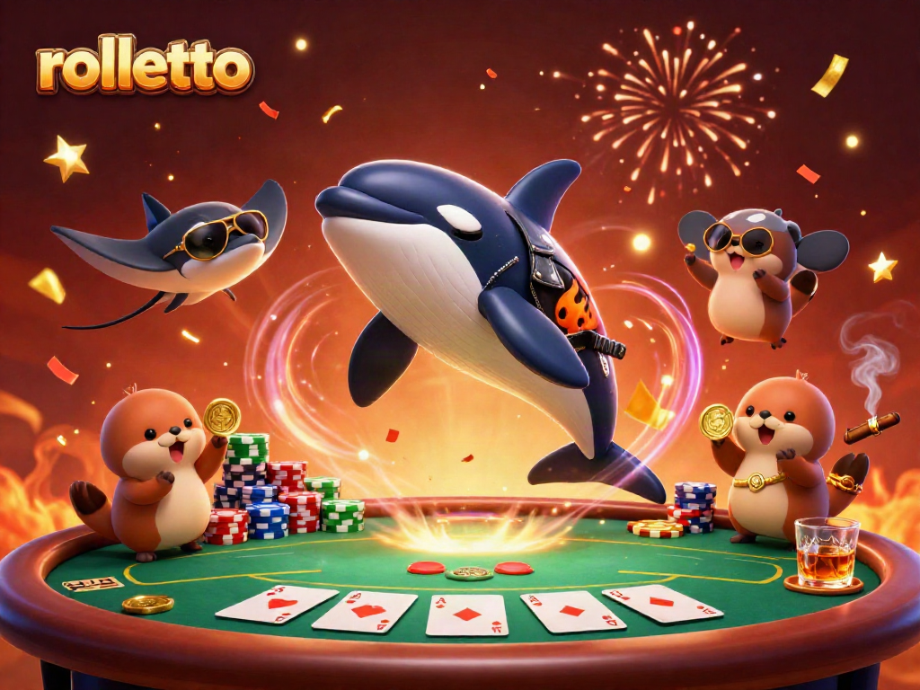 rolletto offers exciting casino action with cartoon characters engaged in high-stakes poker