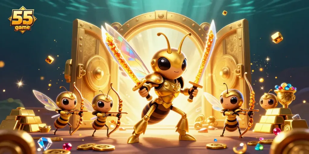 Engage with the 55 club game treasure hunt, where magical creatures and riches abound, all in vibrant 3D.