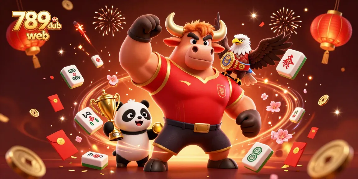 Celebrate wins at 789club web with a vibrant, festive 3D casino scene featuring dynamic characters and game elements.