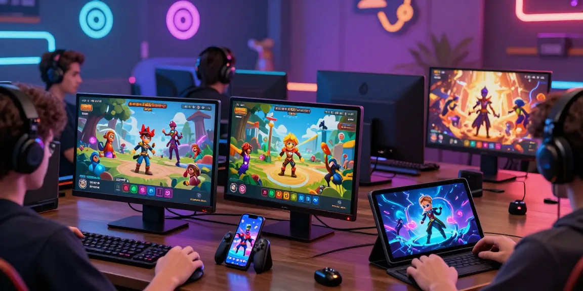 Engaging and colorful online gaming scene featuring interactive porn games html on various devices.