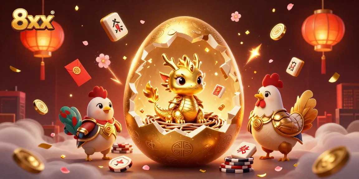 Bet on the 8xx platform with captivating visuals showcasing a golden dragon and vibrant casino elements.