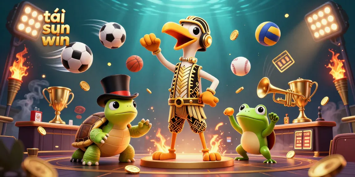 Experience the thrill of tải sun win with the lively 3D scene featuring animated characters and dynamic sports elements.