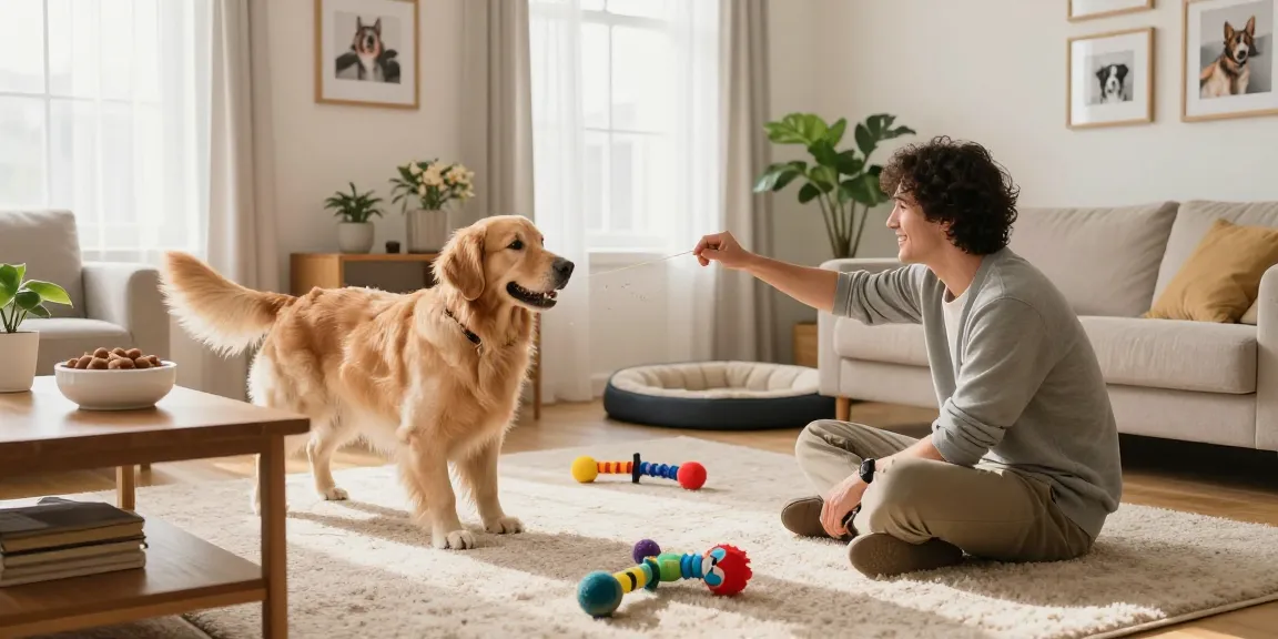 Playful moment between owner and dog featuring rokok88 with cozy home decor and natural light.